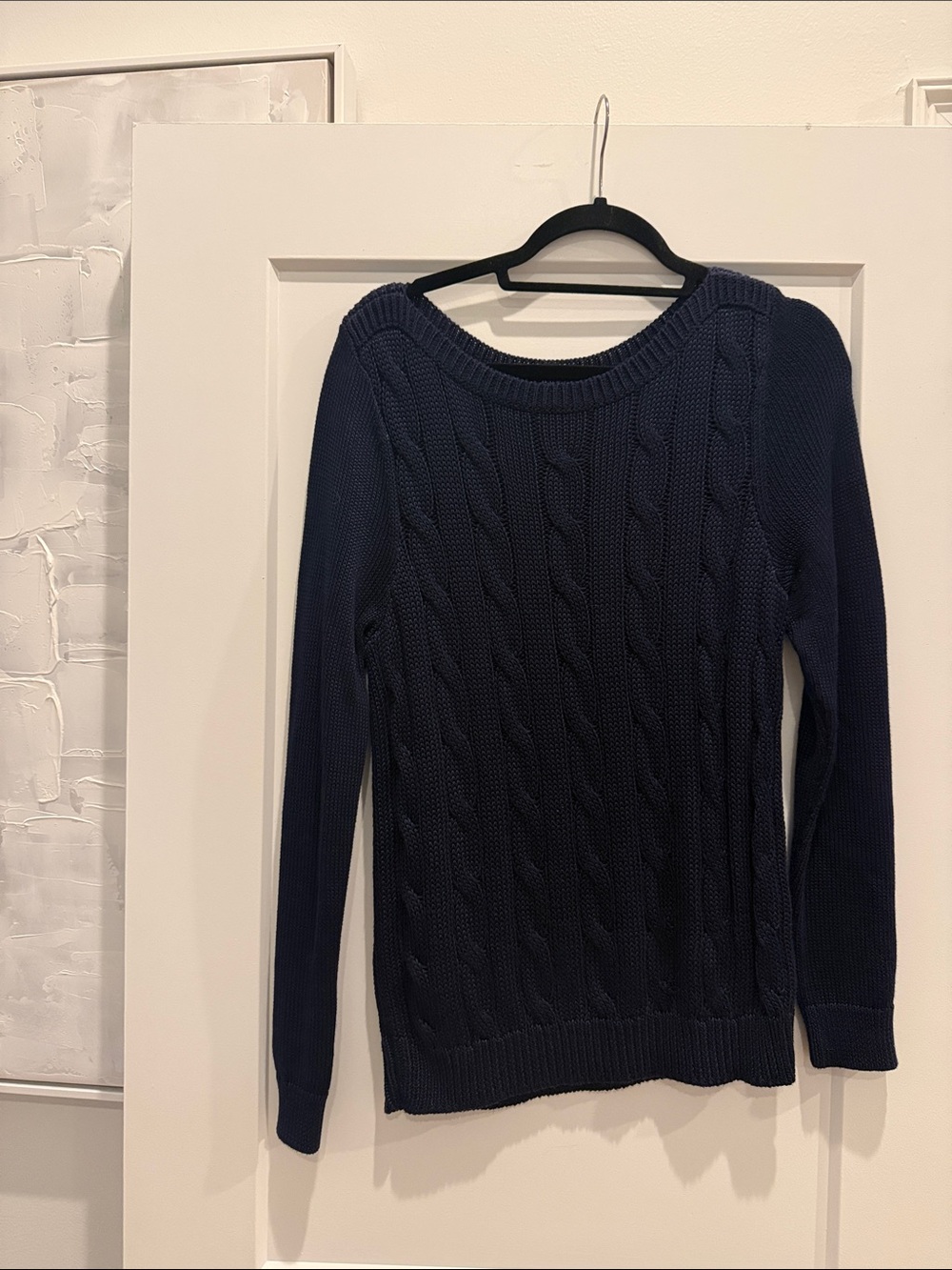 Ralph Lauren Navy Cable Knit Scoop Neck Sweater
